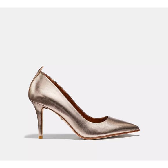 Coach Waverly Metallic Leather Pump - 8 - Champagne - Picture 1 of 5